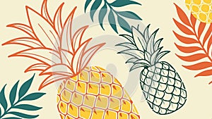 Pineapples and leaves pattern, tropical fruit design vector design Generative AI