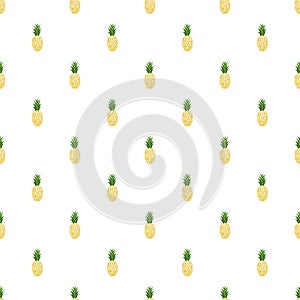 Pineapples seamless pattern. Hand-drawn. Tropical vector fruits