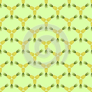 Pineapples seamless pattern. Hand-drawn. Tropical vector fruits