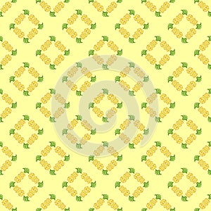 Pineapples seamless pattern. Hand-drawn. Tropical vector fruits