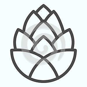 Pinecone brewery plant line icon. One single flower of pine cone. Autumn season vector design concept, outline style