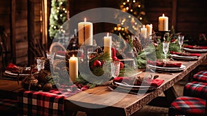 pinecones winter table setting