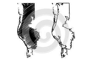 Pinellas County, Florida U.S. county, United States of America, USA, U.S., US map vector illustration, scribble sketch Pinellas