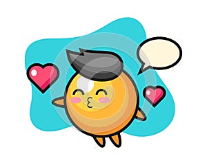 Ping pong ball cartoon with kissing gesture
