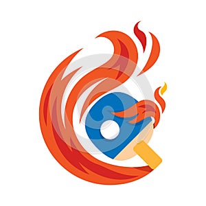 ping pong ball flying fire ball icon Design Vector, Emblem, Design Concept, Creative Symbol