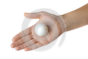 Ping-pong ball on a hand