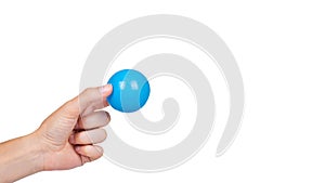 ping-pong ball in hand isolated on white background. copy space, template