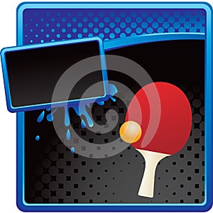 Ping pong ball and paddle on halftone ad