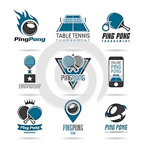 Ping pong icon set - 3 photo