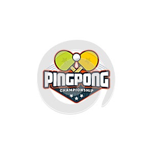 Ping pong logo. Table tennis sport badge. Vector illustration