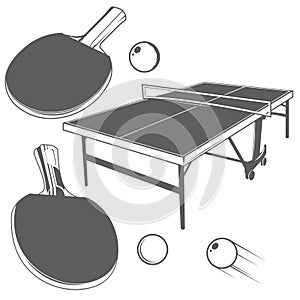 Ping pong monochrome design elements