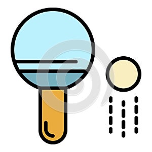 Ping pong paddle and ball icon color outline vector