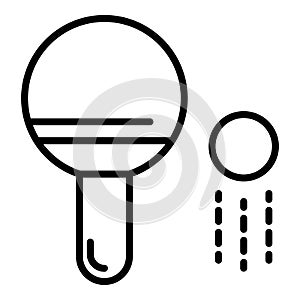 Ping pong paddle and ball icon, outline style