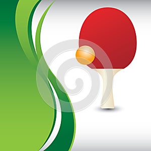 Ping pong paddle and ball on vertical green wave