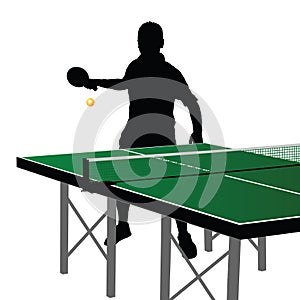 Ping pong player silhouette eight