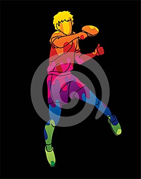 Ping Pong player, Table tennis action cartoon graphic