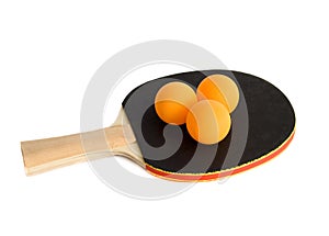 Ping-pong racket with balls