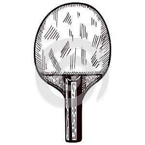 Ping pong racket sketch isolated. Vintage sport elements for table tennis hand drawn style