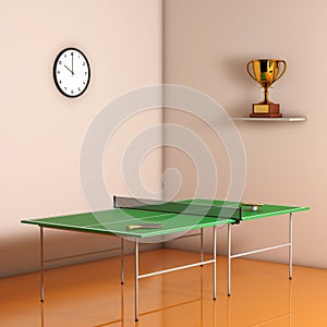 Ping-pong Tennis Table with Paddles. 3d Rendering
