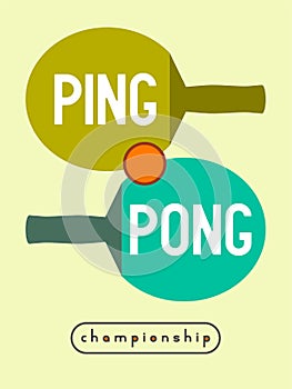 Ping Pong typographical vintage style poster. Retro vector illustration.