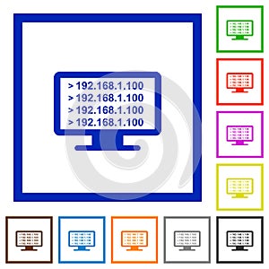 Ping remote computer flat framed icons