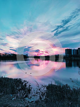 Ping sunset by the river