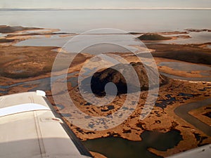 A Pingo, as seen from the air, in Northwest Territories in Canada\' North