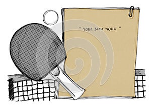 Pingpong background paper note drawn