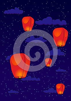 PingSi Lantern at night photo
