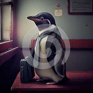 Pinguin in a Business Suit, Animal Businessman, Generative AI Illustration