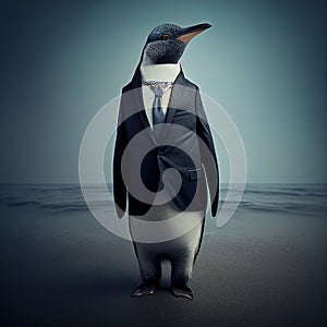 Pinguin in a Business Suit, Animal Businessman, Generative AI Illustration