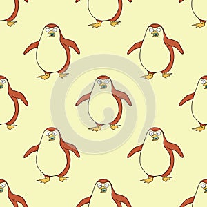 Pinguin walking seamless pattern