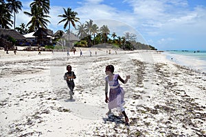 Children on the Pingwe beach, Zanzibar, Tanzania, Africa