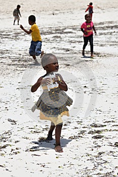 Children on the Pingwe beach, Zanzibar, Tanzania, Africa