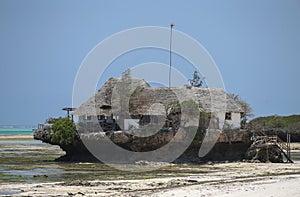 Pingwe, Zanzibar - The Rock restaurant. It is world-famous restaurant known for its extraordinary location in ocean and landmark