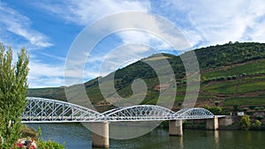 Pinhao Iron bridge over Douro River in Douro Valley in Portugal