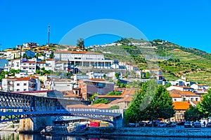 Pinhao village on shore of river Douro in Portugal photo