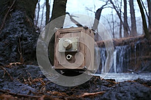 pinhole camera placed among natural elements