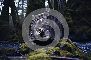 pinhole camera placed among natural elements