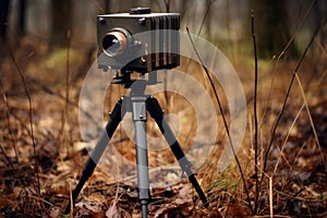 pinhole camera with tripod for stabilization