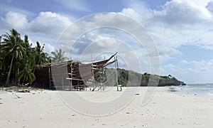 Pinisi building on beach Bira Sulawesi