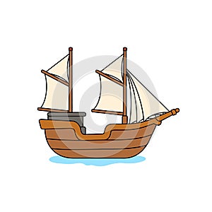 Pinisi, Indonesian Traditional Ship, Vector Illustration Design