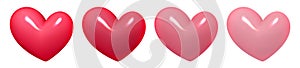 Pink 3d realistic heart symbols with transparency effect. Happy Valentine\'s day clip art for banner or letter template