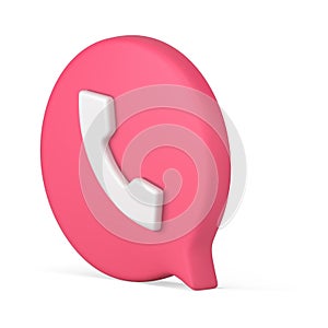 Pink 3d realistic icon mobile app voice call application service isometric vector illustration
