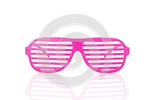 Pink 80's slot glasses isolated on white background