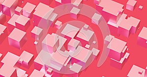 Pink abstract background from cubes. 3D render