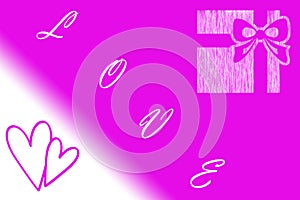 Pink abstract backgroung written love, pink abstract banner