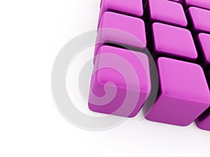 Pink abstract cubes background rendered