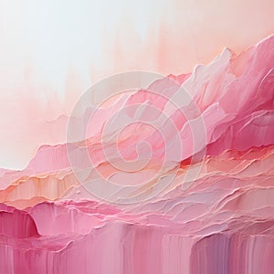 Pink Abstract Mountain Painting With Accurate Topography And Dreamlike Installations photo