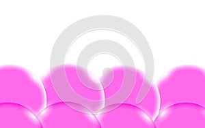 Pink abstract shiny beautiful and convex smooth three-dimensional simple balls, bubbles, eggs circles with glare of light located